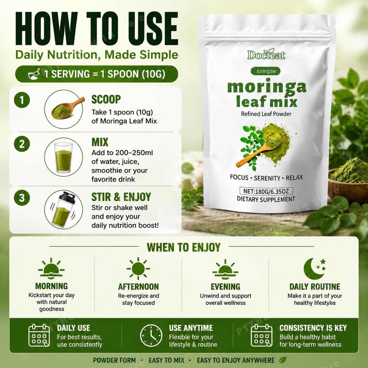 Docteat Moringa Leaf Mix Powde - Moringa Leaf Powder recension och pris