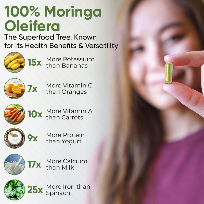Natural Moringa Capsules -100% - Moringa Leaf Powder recension och pris