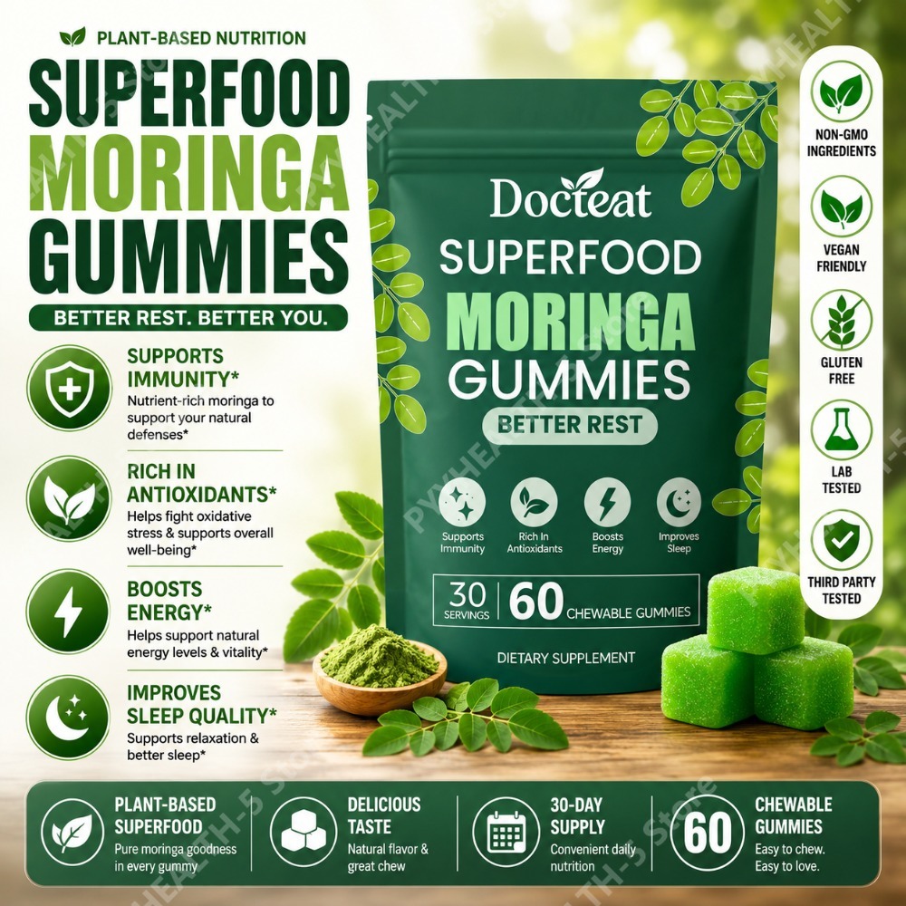 Docteat Moringa Gummies with B - Moringa Leaf Powder recension och pris