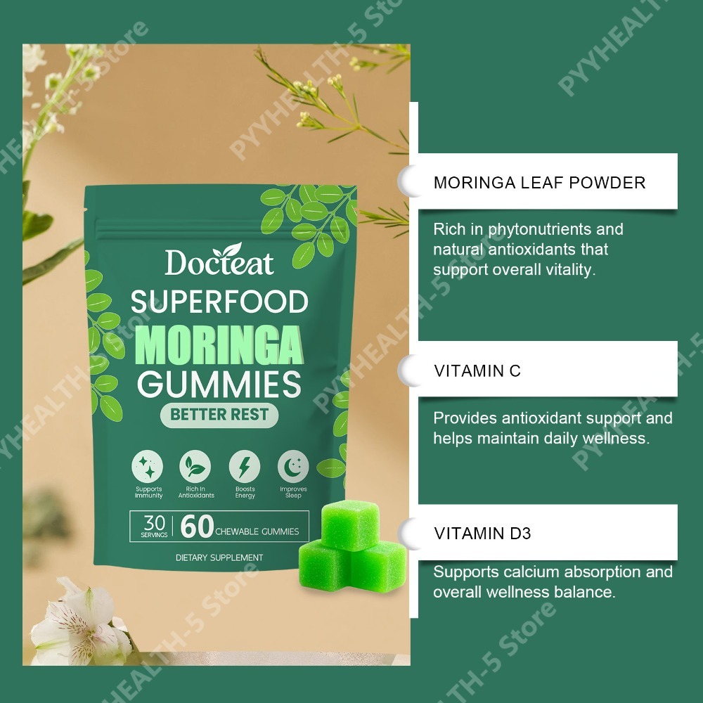 Docteat Moringa Gummies with B - Moringa Leaf Powder recension och pris