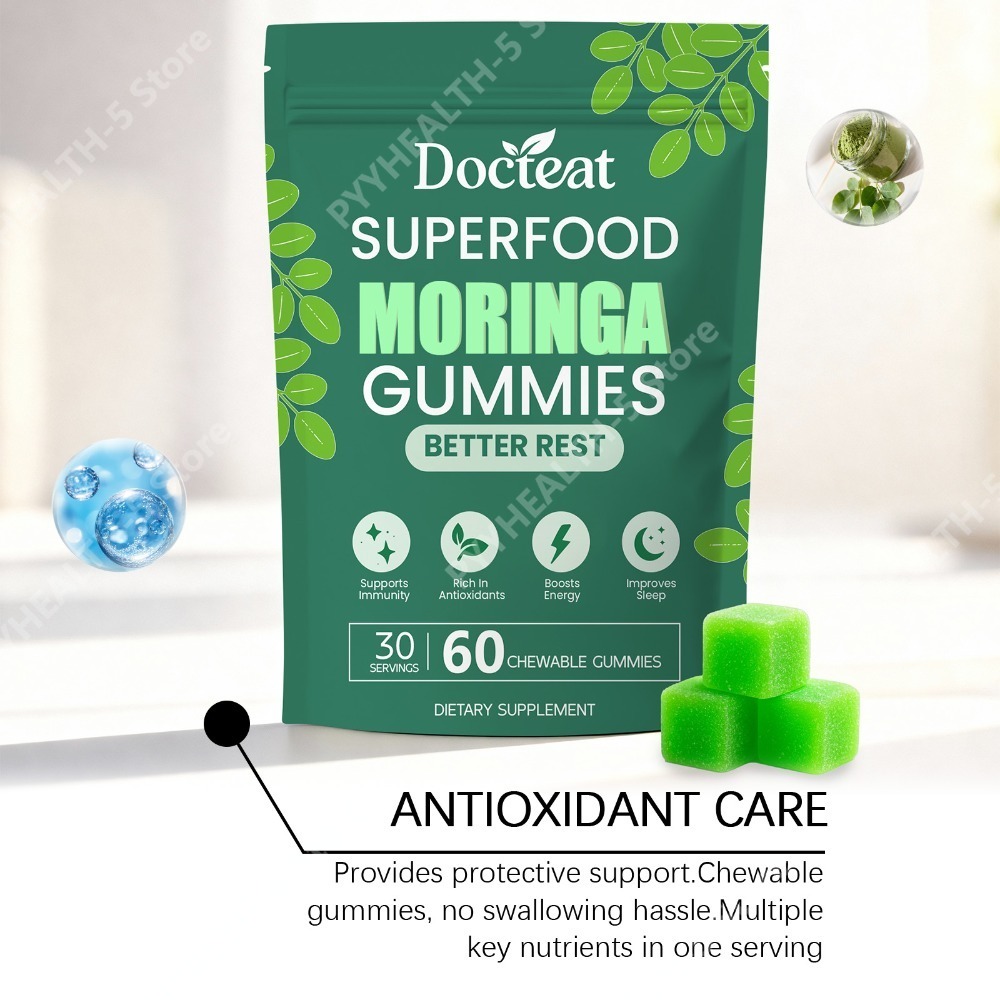 Docteat Moringa Gummies with B - Moringa Leaf Powder recension och pris